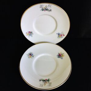 Royal Worcester Watteau 2 Saucer Victorian Scene
